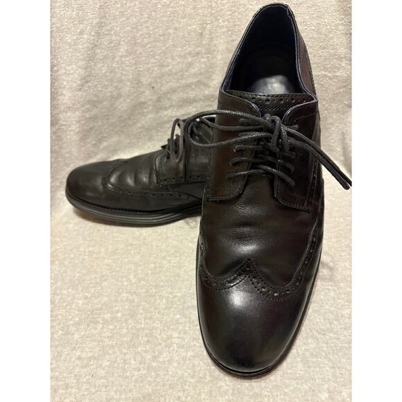 Cole Haan Size 12 Original Grand Black Leather Wing Tip Oxfords Men’s Shoes - Picture 1 of 11